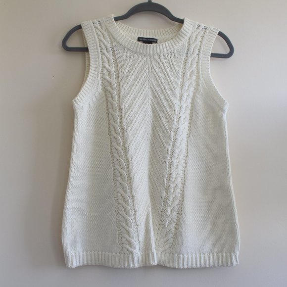 Chelsea & Theodore Ivory Knit Sweater Vest Small‎ - Picture 1 of 9